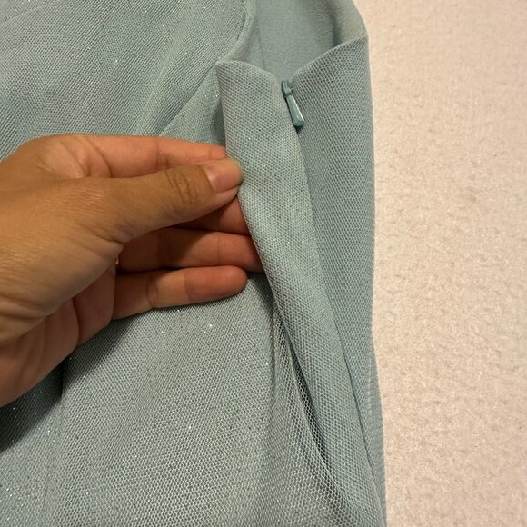 Miss Candyfloss Womens Medium 50s Cinderella Pin Up Swing Dress Blue Glitter - Picture 15 of 15